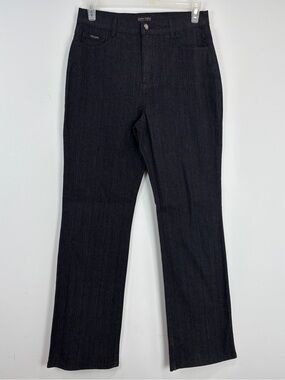 Simon Chang Denim Wear Dark Wash Straight Leg Jeans 12 Stretch High Rise Classic